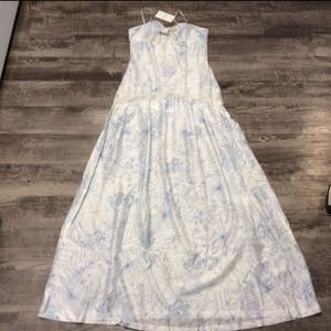Anthropologie Light Blue and White Floral Maxi Dress